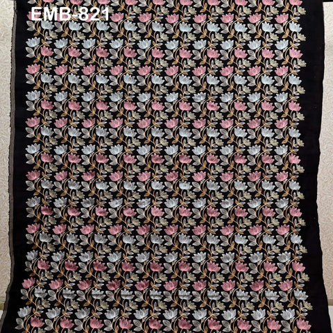 Black Embroidered Fabric by the yard Sewing Craft Embroidery Wedding Dresses Dolls Bags Theatrical Costumes Curtains Blouses Waistcoats