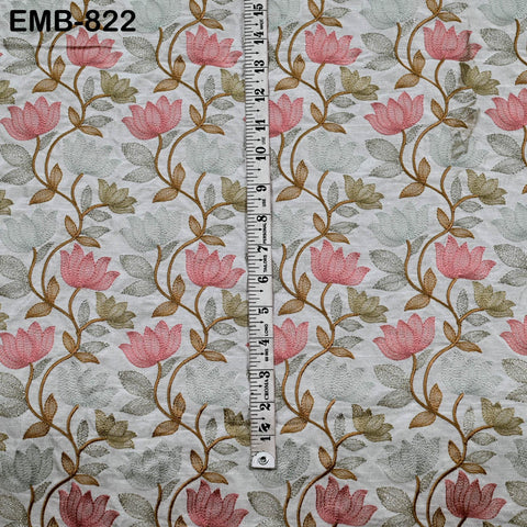 Ivory Embroidered Fabric by the yard Sewing Craft Embroidery Wedding Dresses Dolls Bags Theatrical Costumes Curtains Blouses Waistcoats