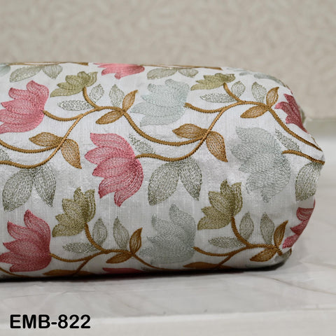 Ivory Embroidered Fabric by the yard Sewing Craft Embroidery Wedding Dresses Dolls Bags Theatrical Costumes Curtains Blouses Waistcoats