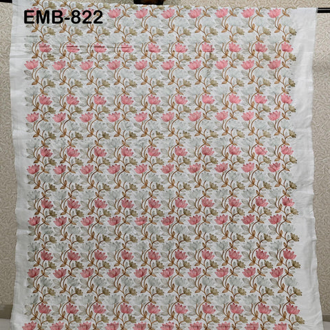 Ivory Embroidered Fabric by the yard Sewing Craft Embroidery Wedding Dresses Dolls Bags Theatrical Costumes Curtains Blouses Waistcoats