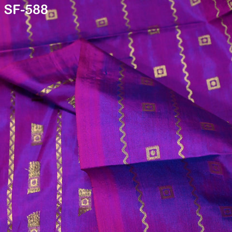 Iridescent Pure Silk Fabric by The Yard Brocade Zari Indian Wedding Dress Bridesmaids Costumes Blouses Pants Home Decor Two Tone 70gsm