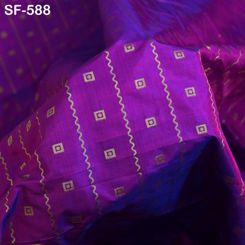 Iridescent Pure Silk Fabric by The Yard Brocade Zari Indian Wedding Dress Bridesmaids Costumes Blouses Pants Home Decor Two Tone 70gsm