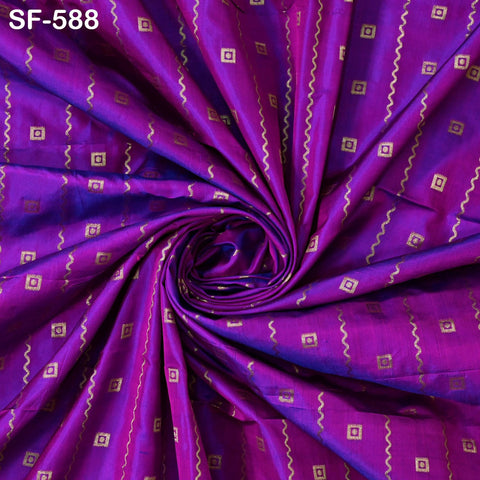 Iridescent Pure Silk Fabric by The Yard Brocade Zari Indian Wedding Dress Bridesmaids Costumes Blouses Pants Home Decor Two Tone 70gsm