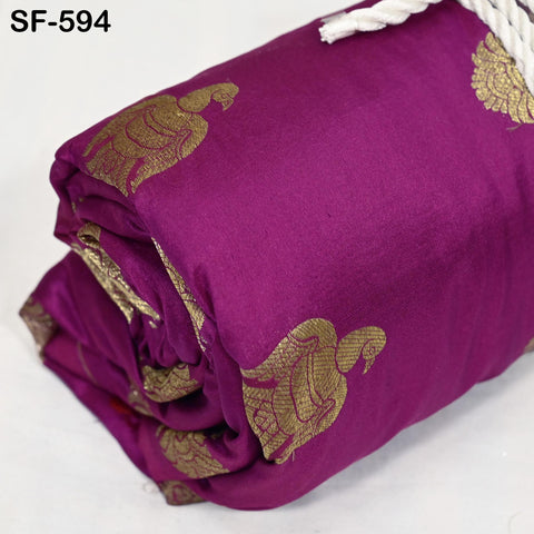 70gsm Pure Mysore Silk Fabric by The Yard Brocade Zari Indian Wedding Dress Brides Mother Knee Length Coat Theatrical Historic Costumes Sew