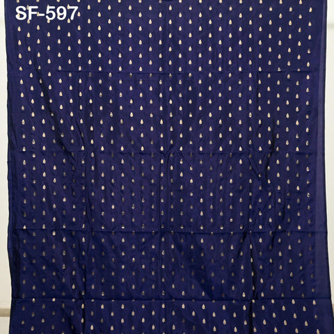 70gsm Pure Mysore Silk Fabric by The Yard Brocade Zari Indian Wedding Dress Bridesmaids Costumes Blouses Pants Dresses Home Decor Navy Blue