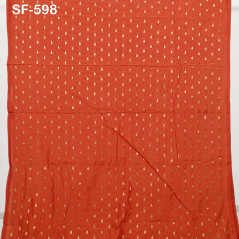 70gsm Pure Mysore Silk Fabric by The Yard Brocade Zari Buttie Indian Wedding Dress Bridesmaids Blouses Pillowcases Home Decor Orange