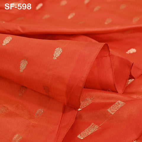 70gsm Pure Mysore Silk Fabric by The Yard Brocade Zari Buttie Indian Wedding Dress Bridesmaids Blouses Pillowcases Home Decor Orange