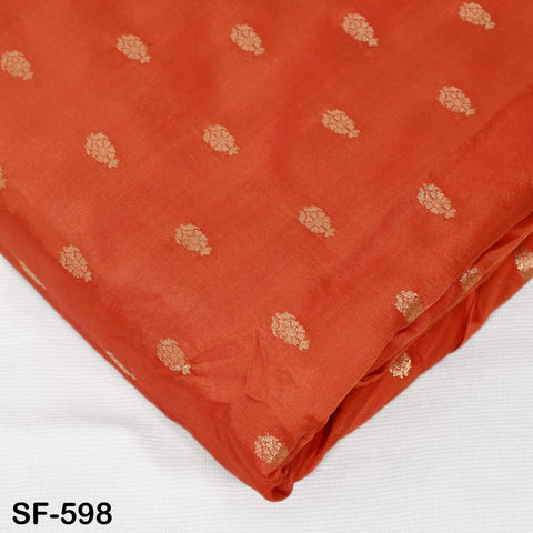 70gsm Pure Mysore Silk Fabric by The Yard Brocade Zari Buttie Indian Wedding Dress Bridesmaids Blouses Pillowcases Home Decor Orange