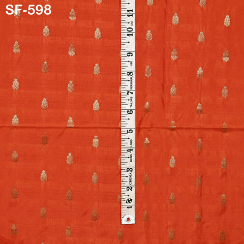 70gsm Pure Mysore Silk Fabric by The Yard Brocade Zari Buttie Indian Wedding Dress Bridesmaids Blouses Pillowcases Home Decor Orange