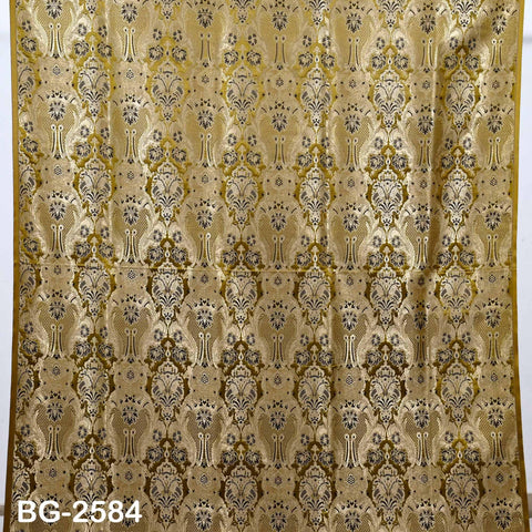 Brownish Green Brocade Fabric by Yard Historic Costume Indian Banarasi Wedding Dress Material Knee Length Coat Sewing Upholstery Drapery