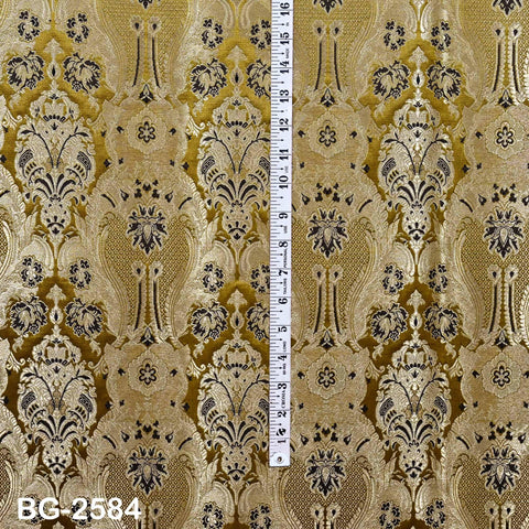 Brownish Green Brocade Fabric by Yard Historic Costume Indian Banarasi Wedding Dress Material Knee Length Coat Sewing Upholstery Drapery