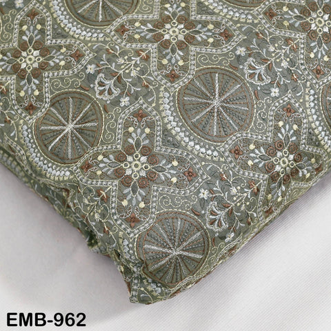 Embroidery Grey Fabric by the yard Sewing Crafting Indian Embroidered Wedding Dress Costumes Dolls Bags Cushion Covers Home Decor Blouses