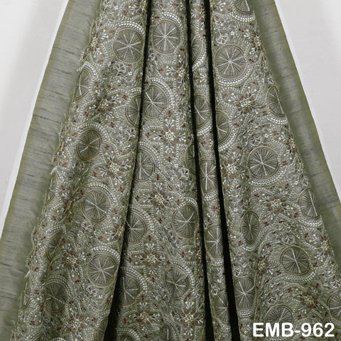 Embroidery Grey Fabric by the yard Sewing Crafting Indian Embroidered Wedding Dress Costumes Dolls Bags Cushion Covers Home Decor Blouses