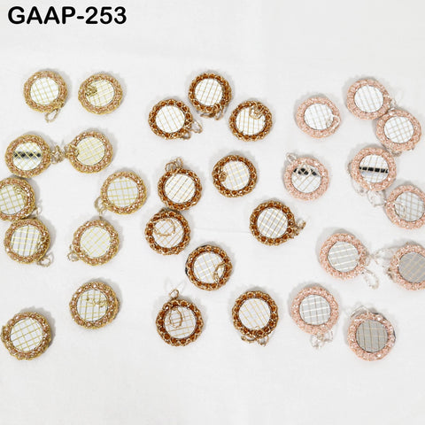 Set of 10 Hand-Beaded Mirror Hangings | Indian Mini Shisha Charms | Boho Wall/Toran | Craft Supply for Garlands, Curtains & Festive Decor