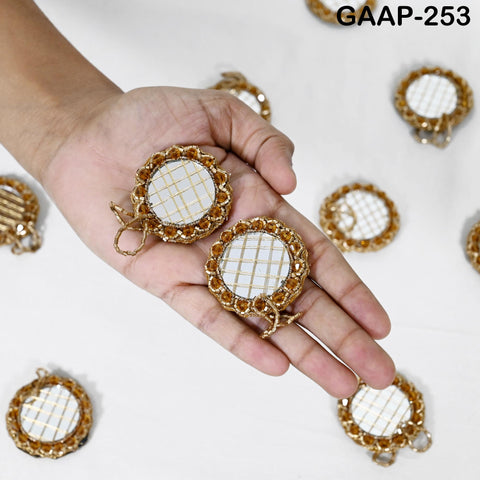 Set of 10 Hand-Beaded Mirror Hangings | Indian Mini Shisha Charms | Boho Wall/Toran | Craft Supply for Garlands, Curtains & Festive Decor