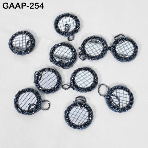 Set of 10 Hand-Beaded Mirror Hangings | Indian Mini Shisha Charms | Boho Wall/Toran | Craft Supply for Garlands, Curtains & Festive Decor