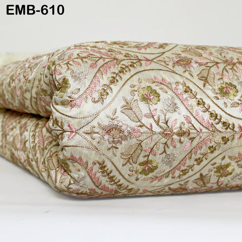 Embroidered Fabric by the yard Sewing DIY Crafting Indian Embroidery Wedding Dress Costumes Dolls Bags Cushion Covers Table Runners Blouses