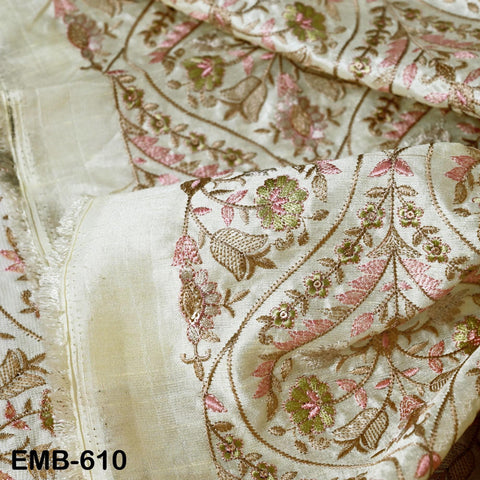 Embroidered Fabric by the yard Sewing DIY Crafting Indian Embroidery Wedding Dress Costumes Dolls Bags Cushion Covers Table Runners Blouses