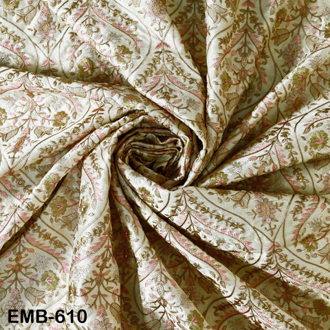 Embroidered Fabric by the yard Sewing DIY Crafting Indian Embroidery Wedding Dress Costumes Dolls Bags Cushion Covers Table Runners Blouses