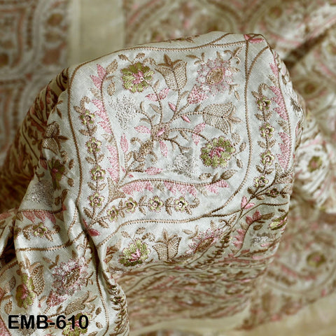 Embroidered Fabric by the yard Sewing DIY Crafting Indian Embroidery Wedding Dress Costumes Dolls Bags Cushion Covers Table Runners Blouses