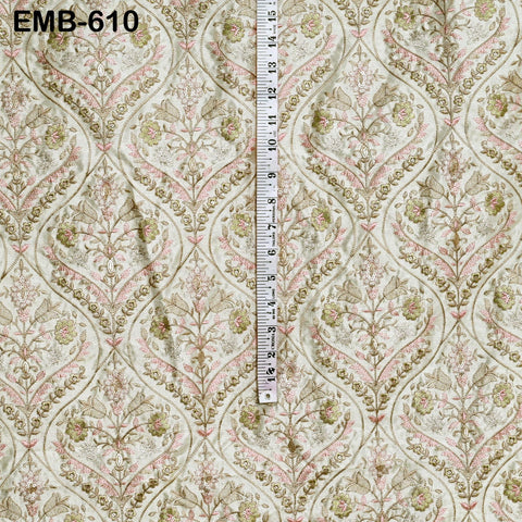 Embroidered Fabric by the yard Sewing DIY Crafting Indian Embroidery Wedding Dress Costumes Dolls Bags Cushion Covers Table Runners Blouses