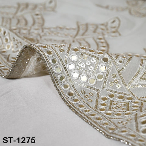 Silver Embroidered Dyeable Dupatta Georgette Faux Mirror, Light Weight Indian Bride Wedding Lehenga Veil, Women Haldi Dress Chunni Gift her