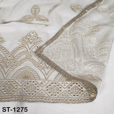 Silver Embroidered Dyeable Dupatta Georgette Faux Mirror, Light Weight Indian Bride Wedding Lehenga Veil, Women Haldi Dress Chunni Gift her