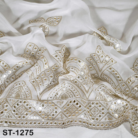 Silver Embroidered Dyeable Dupatta Georgette Faux Mirror, Light Weight Indian Bride Wedding Lehenga Veil, Women Haldi Dress Chunni Gift her