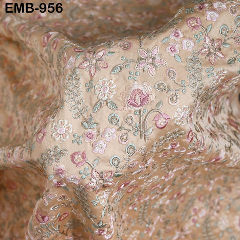 Peach Embroidered Fabric by the yard Sewing Crafting Embroidery Wedding Dresses Dolls Bags Theatrical Costumes Curtains Blouses Waistcoats