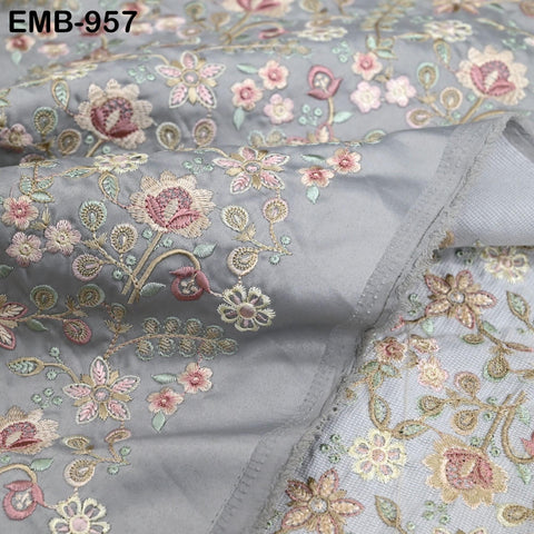 Gray Embroidered Fabric by the yard Sewing Crafting Embroidery Wedding Dresses Dolls Bags Theatrical Costumes Curtains Blouses Waistcoats