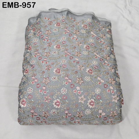 Gray Embroidered Fabric by the yard Sewing Crafting Embroidery Wedding Dresses Dolls Bags Theatrical Costumes Curtains Blouses Waistcoats