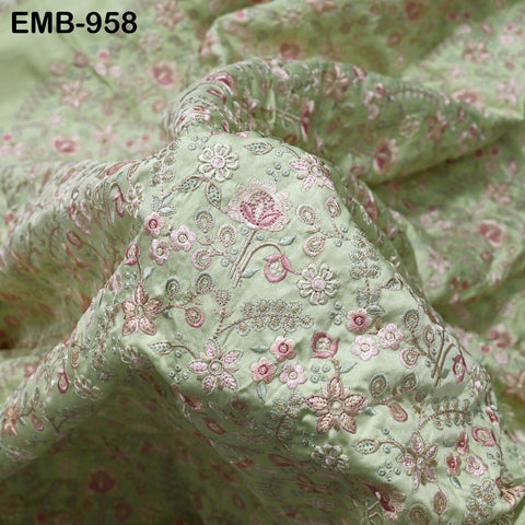 Green Embroidered Fabric by the yard Sewing Crafting Embroidery Wedding Dresses Dolls Bags Theatrical Costumes Curtains Blouses Waistcoats