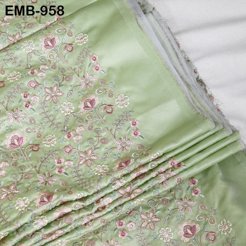 Green Embroidered Fabric by the yard Sewing Crafting Embroidery Wedding Dresses Dolls Bags Theatrical Costumes Curtains Blouses Waistcoats