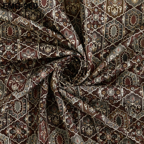 Brown Embroidery Fabric by the yard Sewing Crafting Indian Wedding Dress Regency Reticules Victorian Handbags Marie Antoinette Junk Journals