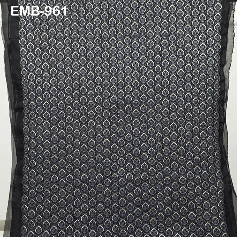 Black Embroidered Fabric by the yard Sewing Crafting Curtains Indian Embroidery Theatrical Costumes Dolls Bags Bridal Blouse Dresses