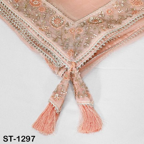 Peach Dupatta Hand Embroidery Silk Organza Dupatta Light Weight Indian Bridal Wedding Lehenga Women Chunni Veil Scarf Dress Gift for Mom
