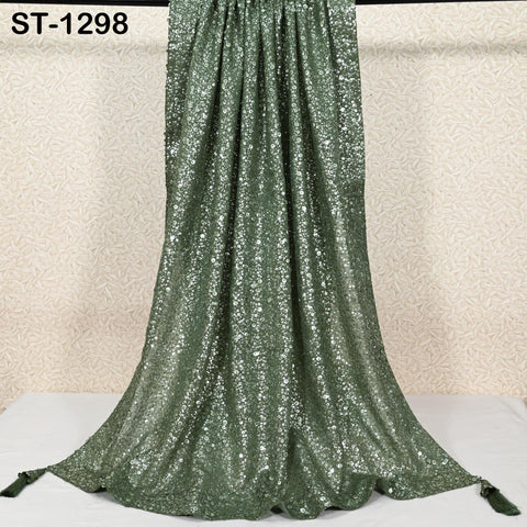 Moss Green Georgette Designer Dupatta for women Bridal Wedding lehenga Chunni/Veil Sequin Scarf Indian Dress Stole Ideal Gift Bridesmaid