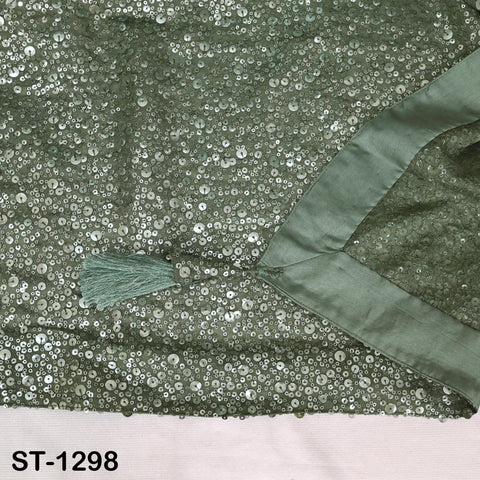 Moss Green Georgette Designer Dupatta for women Bridal Wedding lehenga Chunni/Veil Sequin Scarf Indian Dress Stole Ideal Gift Bridesmaid