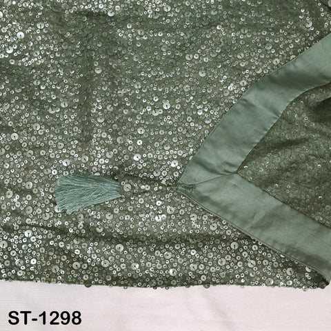 Moss Green Georgette Designer Dupatta for women Bridal Wedding lehenga Chunni/Veil Sequin Scarf Indian Dress Stole Ideal Gift Bridesmaid