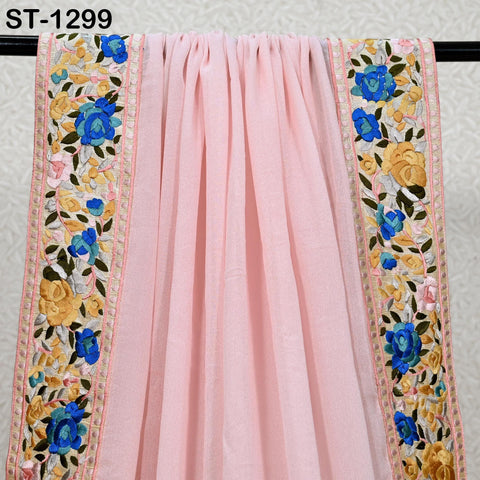 Embroidered Pink Silk Georgette Designer Women Dupatta Bridal Wedding lehenga Chunni/Veil/Scarf Indian Ethnic Dress Stole Gift Bridesmaid