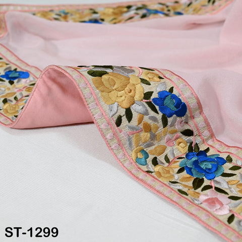 Embroidered Pink Silk Georgette Designer Women Dupatta Bridal Wedding lehenga Chunni/Veil/Scarf Indian Ethnic Dress Stole Gift Bridesmaid