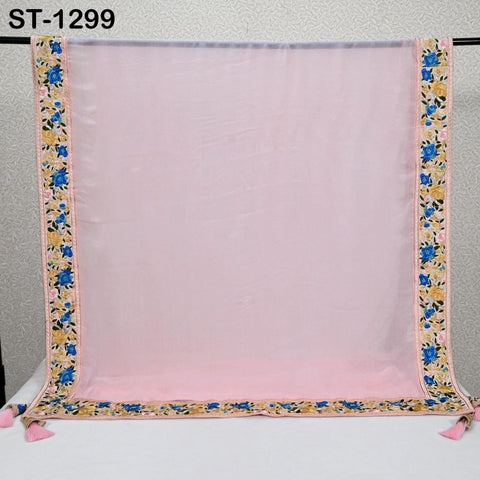 Embroidered Pink Silk Georgette Designer Women Dupatta Bridal Wedding lehenga Chunni/Veil/Scarf Indian Ethnic Dress Stole Gift Bridesmaid