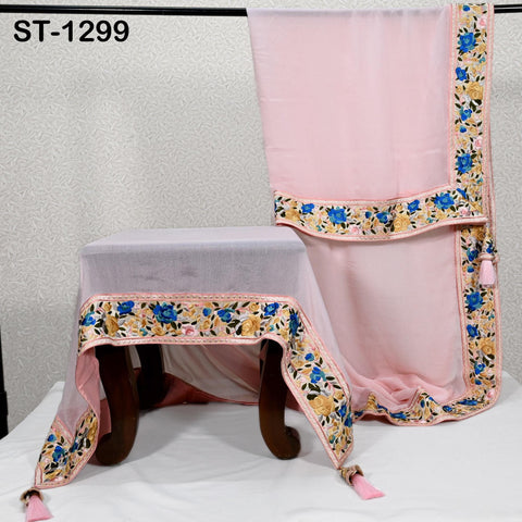 Embroidered Pink Silk Georgette Designer Women Dupatta Bridal Wedding lehenga Chunni/Veil/Scarf Indian Ethnic Dress Stole Gift Bridesmaid