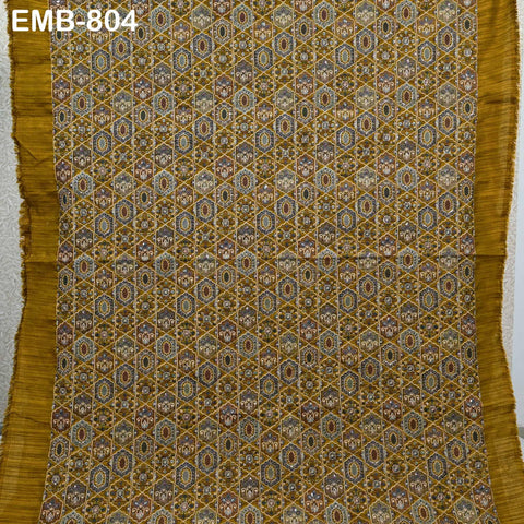 Mustard Brown Embroidery Fabric by the yard Sewing Indian Wedding Dress Regency Reticules Victorian Handbags Marie Antoinette Junk Journals