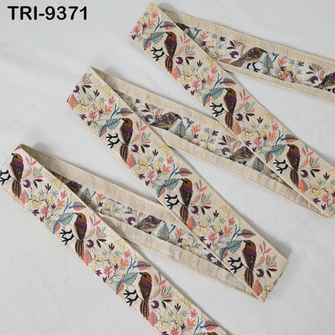 9 Yard Ivory Indian DIY Crafting Sewing Bag Straps Regency Reticules Home Decor Junk Journals Embroidery Ribbon 5cm Trim Sparrow Sari Border