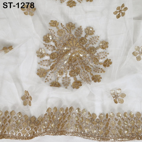 Gold Embroidered Dyeable Dupatta Net Sequin, Light Weight Stole, Indian Bride Wedding Lehenga Veil, Women Haldi Dress Chunni Scarf, Gift Her