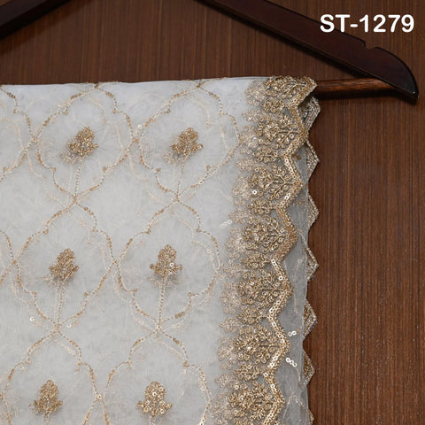 Gold Embroidered Dyeable Dupatta, Sequin Net Bridal Stole, Lightweight Wedding Veil, Indian Lehenga Chunni, Haldi Ceremony Scarf, Gift Her