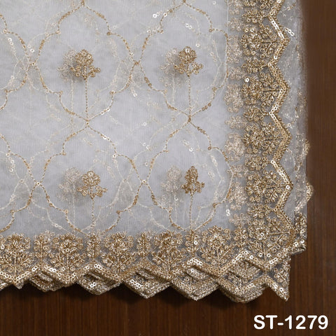 Gold Embroidered Dyeable Dupatta, Sequin Net Bridal Stole, Lightweight Wedding Veil, Indian Lehenga Chunni, Haldi Ceremony Scarf, Gift Her