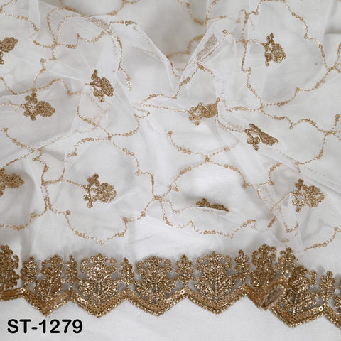 Gold Embroidered Dyeable Dupatta, Sequin Net Bridal Stole, Lightweight Wedding Veil, Indian Lehenga Chunni, Haldi Ceremony Scarf, Gift Her