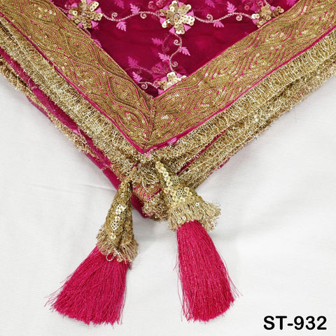 Magenta Net Dupatta for Women/Girl | Embroidered Light Weight Chunni, Traditional Lehenga Wedding/Bridal Veil | Indian Scarf/Stole for Dress